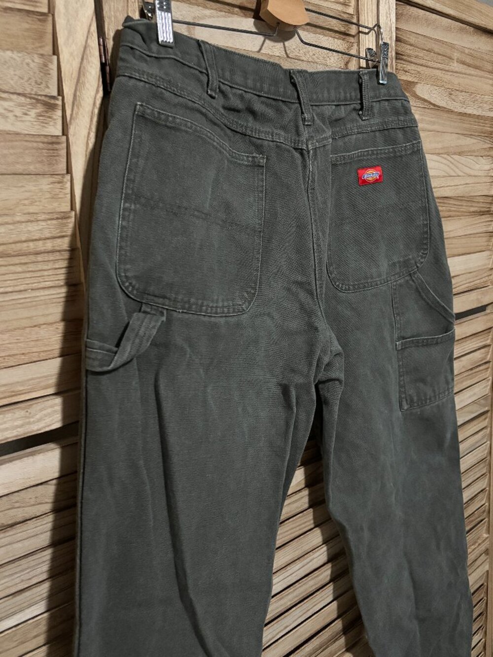 Dickies Mens Heavyweight Duck Canvas Carpenter Work Pants Army Moss Green 36x30